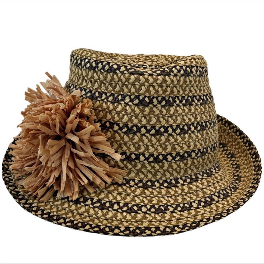 Eric Javits New York PomPom Fedora Squishee Hat UPF 50+ EUC